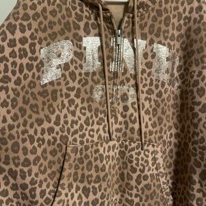PINK Victoria's Secret Animal Print Hoodie - Brown and Silver